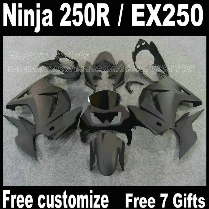 

ABS fairing kit for Kawasaki Ninja 250R 2008 - 2014 EX250 08 09 - 14 all matte black Fairings ZX250R 2009 2010 2012 FB15