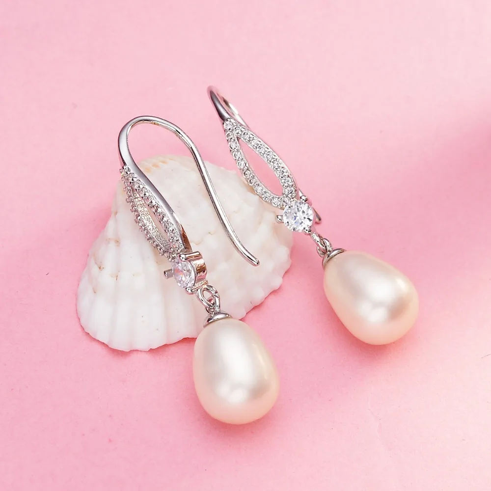 

Tuliper 925 Sterling Silver Bridal Earrings Cubic Zircon Pearl Hook Earrings For Wedding Party Jewelry Valentine Gift