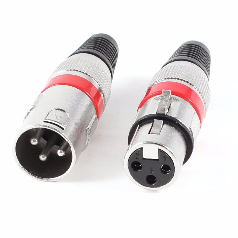 Locking 3 Pin XLR Audio Cable Connector Mic Male Plug + Female Terminal Jack Redin Connectors