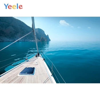 

Yeele Blue Sky Cloud Sea Mountain Boat Summer Holiday Photography Backgrounds Customized Photographic Backdrops for Photo Studio