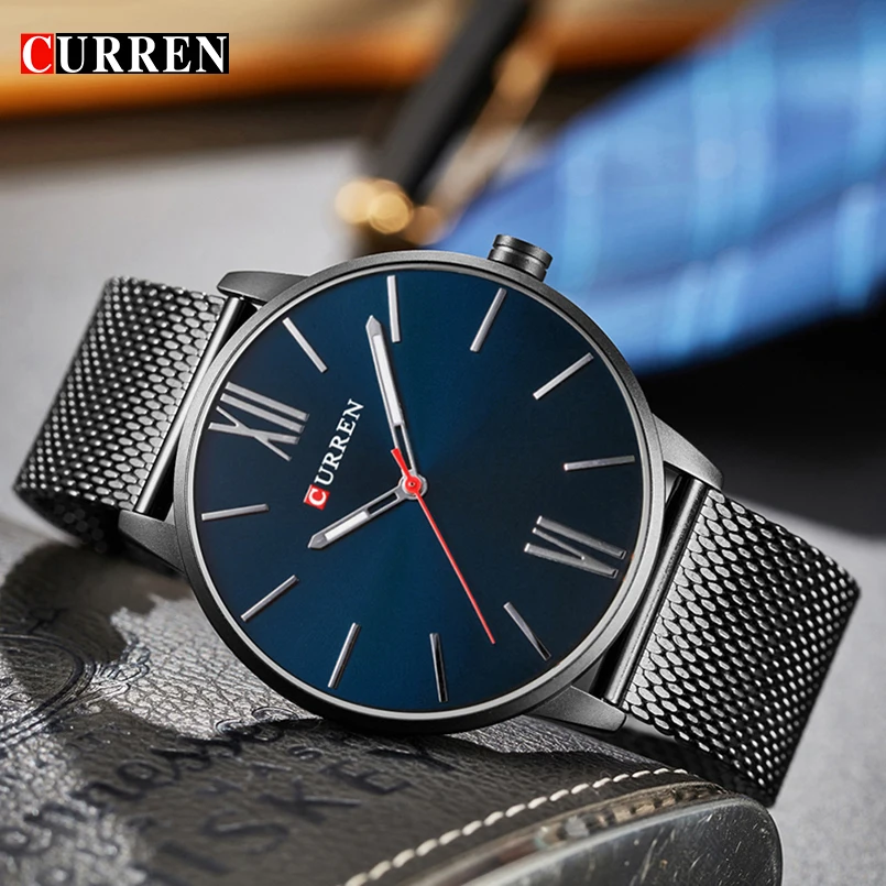 

CURREN Brand Luxury Full Stainless steel Watch Men Business Ultra thin Quartz waterproof Watches Military Wristwatch Relogio NEW