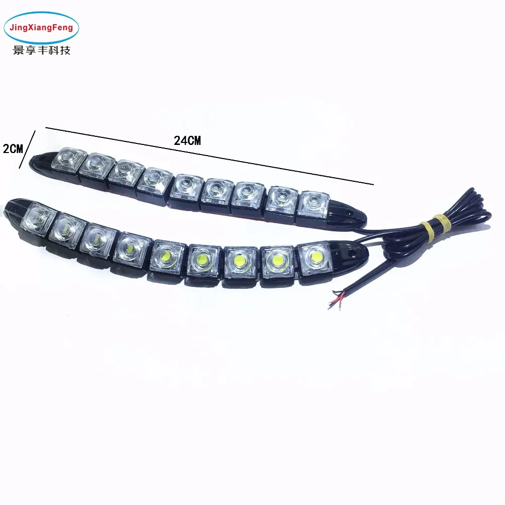 

JingXiangFeng 2pcs Strip shape COB Bendable led Daytime Running light 100% Waterproof COB Day Lights flexible 10 LED Car DRL