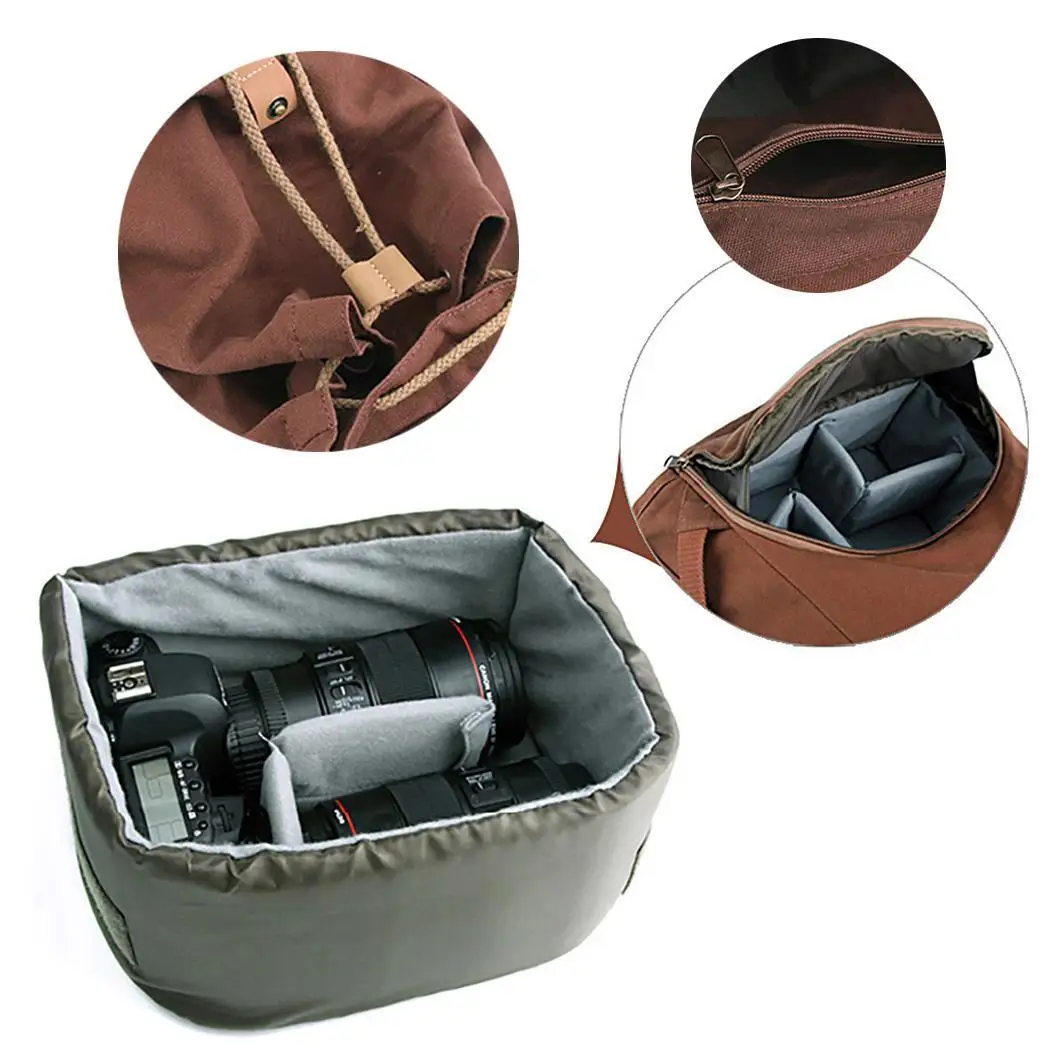

Shockproof SLR Camera Photography Double Shoulder Solid Khaki Bag Backpack Buckle