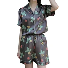 Для женщин Моделирование шелкография пижамы с принтом пижамы Комплект ночной одежды ночное белье шорты летний комплект шифоновое платье комплект 40mi01