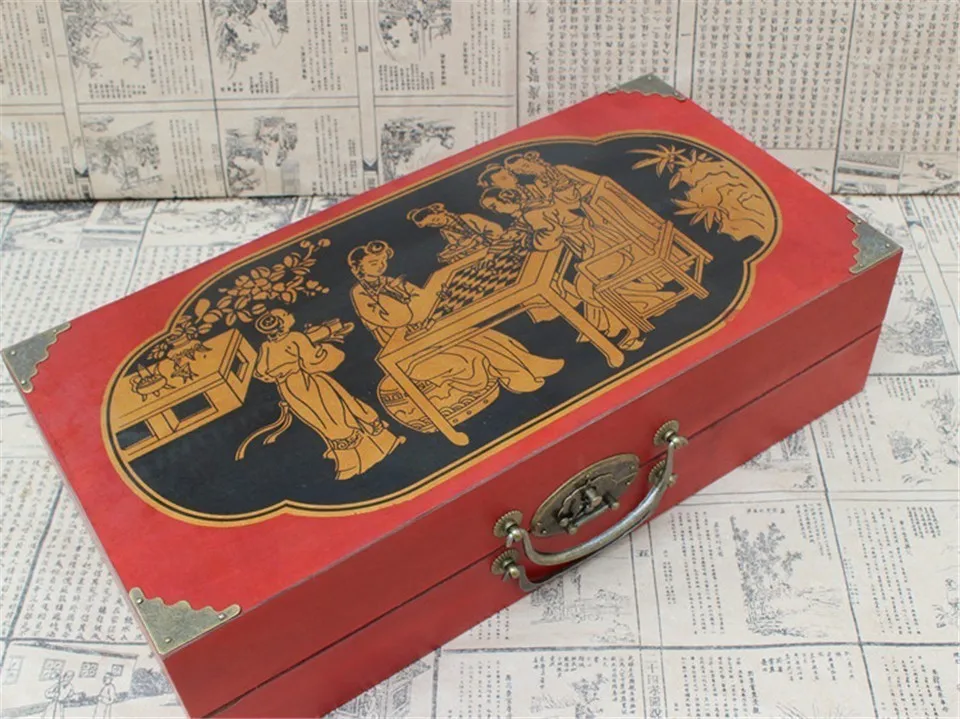 High-grade Antique Wooden Chinese Chess Game Set Folding Chessboard Chinese Traditions Resin Chess Pieces Board Game Yernea
