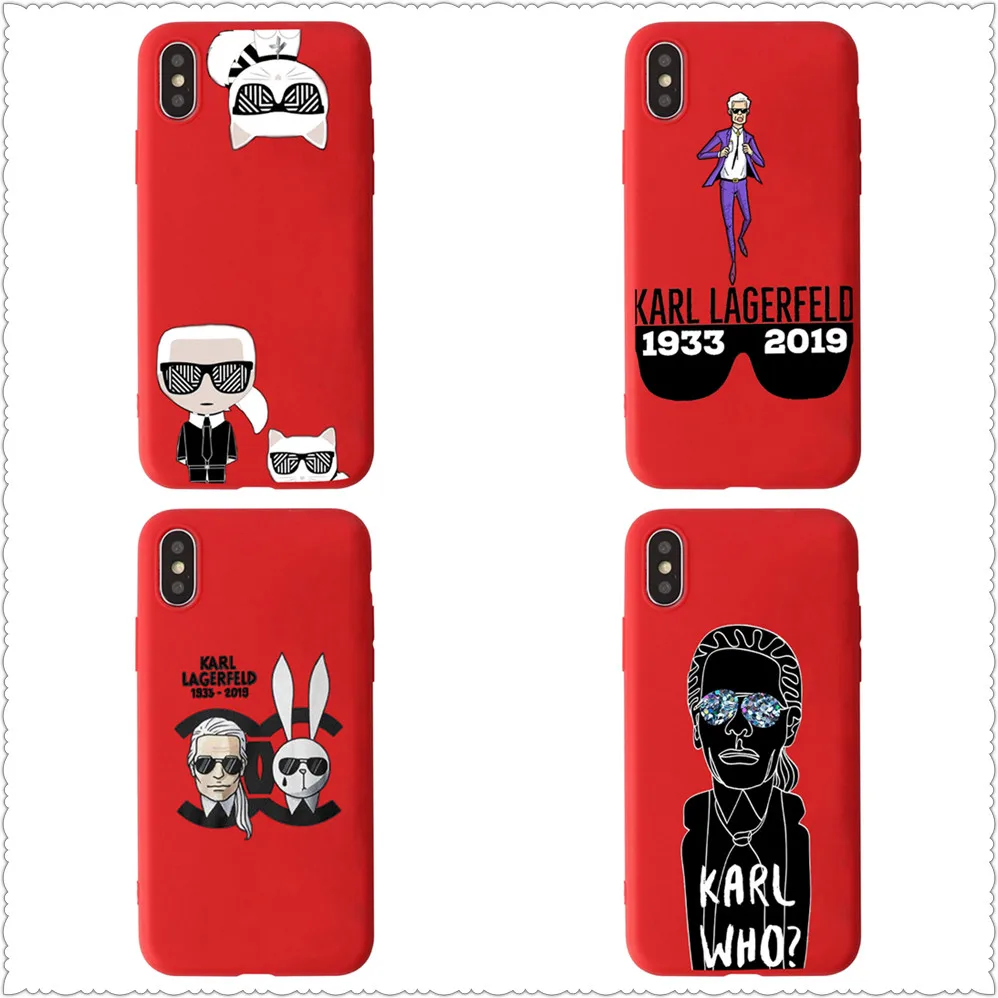 Karl Lagerfeld Candy Color TPU Case phone For iphoneX 7 8 XS XR XSMAX Red Yellow purple White Cover