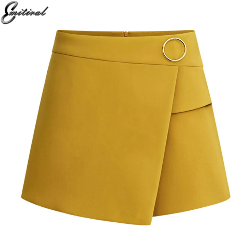 

Emitiral Summer Women Shorts Skirts Fashion High Waist Shorts Female Casual Loose Culottes Plus Size 4XL Black/Yellow Short 2018