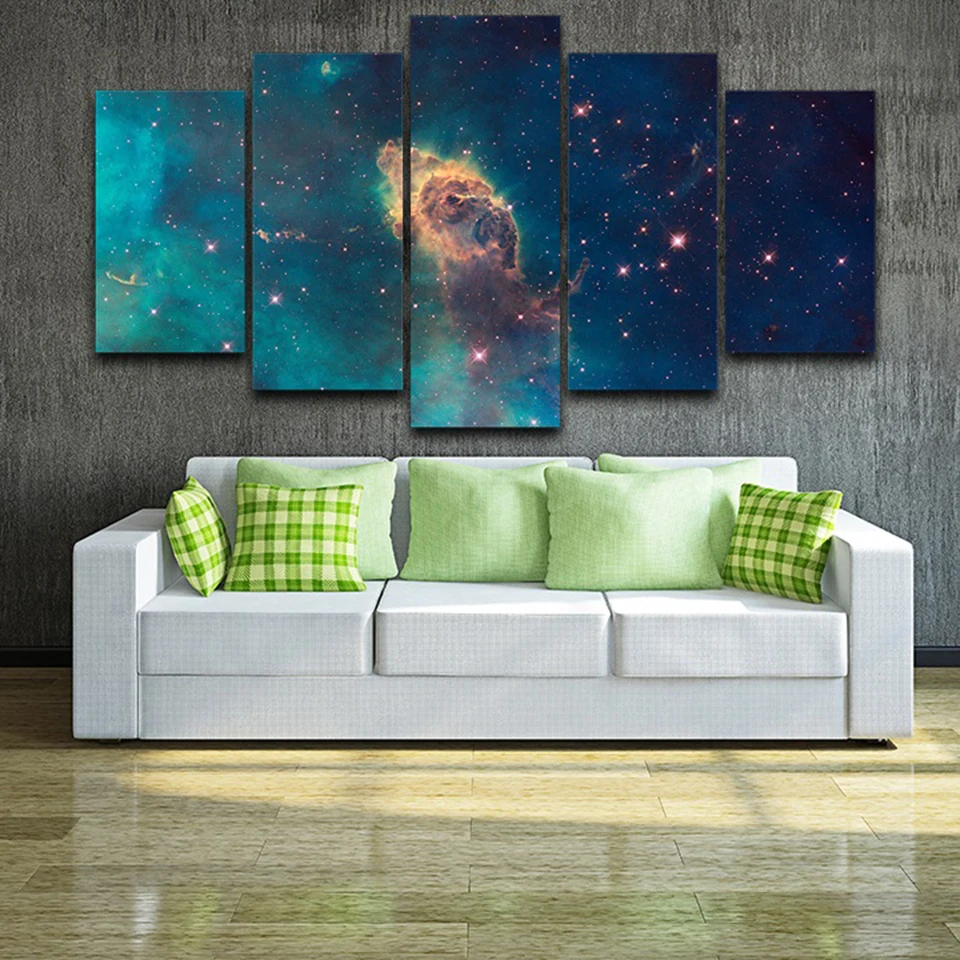 

Canvas Prints Poster Modular Frame 5 Pieces Magnificent Cosmic Nebula Paintings Deep Space Abstract Pictures Wall Art Home Decor