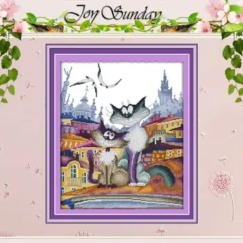 

A Gorgeous City Cat Counted Cross Stitch 11CT 14CT Cross Stitch Sets Wholesale Chinese Cross-stitch Kits Embroidery Needlework