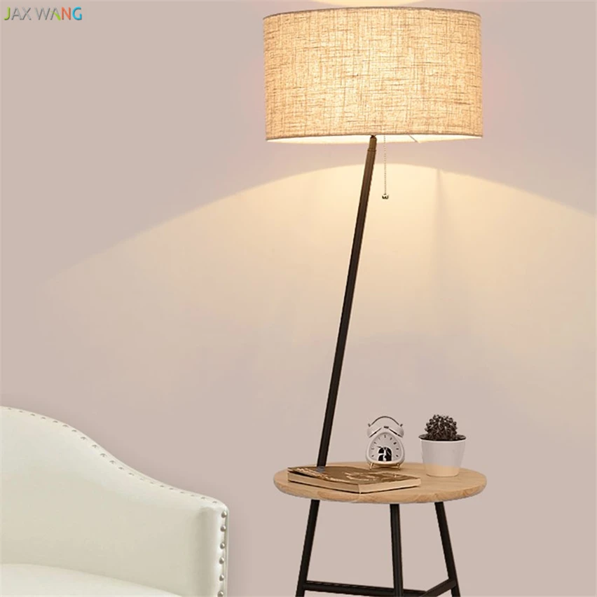 

Nordic design Vertical Floor Lamps for Living Room Bedroom Bedside Sofa industrial tall lamp de Racks Solid Wooden Standing lamp