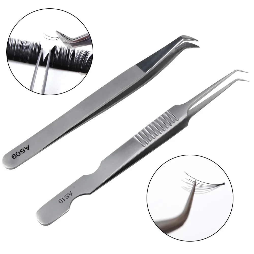 

AS09 Eyelash Extensions Tweezers for Volume Lashes 3D Mink Individual Eyelashes Grafting Stainless Steel Point Precision Tweezer