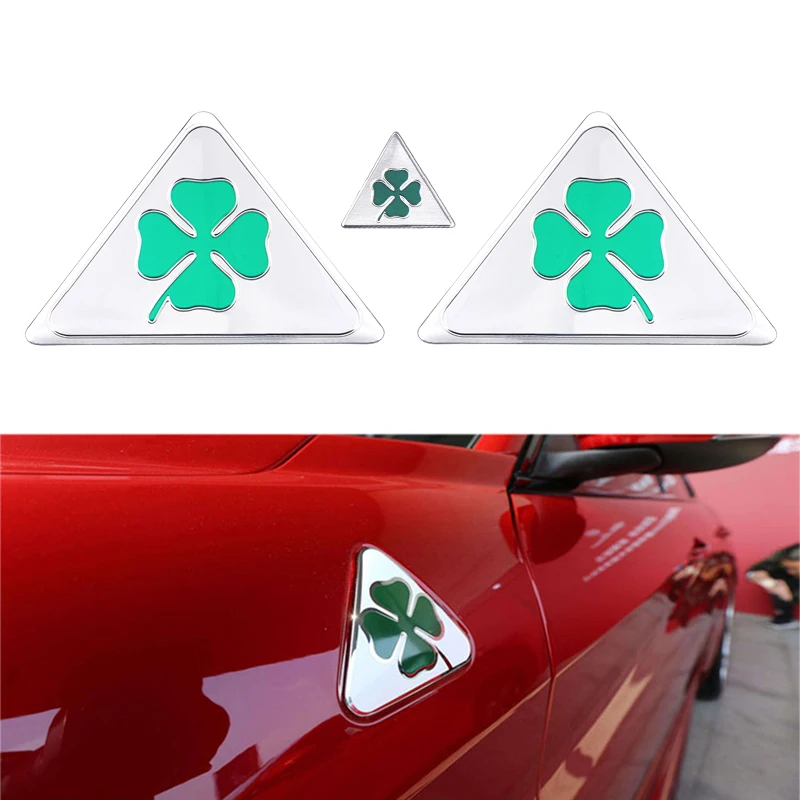 

3pcs Alfa Romeo quatrefoil green delta for Alfa 147 156 166 159 Giulietta Giulia Spider GT Car Side Fender Emblem Badge Sticker