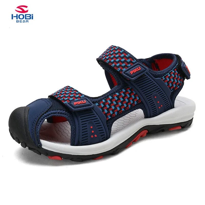 

HOBIBEAR Boys Sandals For Kids Beach Shoes Summer Children Shoes Water Sandals Breathable Cut-outs Ankle-Wrap Leather sandalia