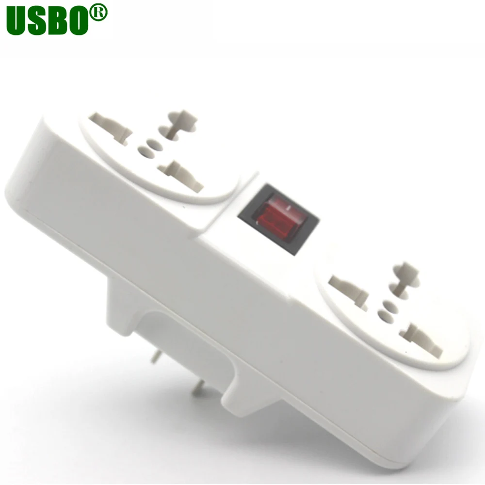

White copper america 250v 10A 2p US universal adapter Portable 2way outlet converter plug wall socket with on off light switch