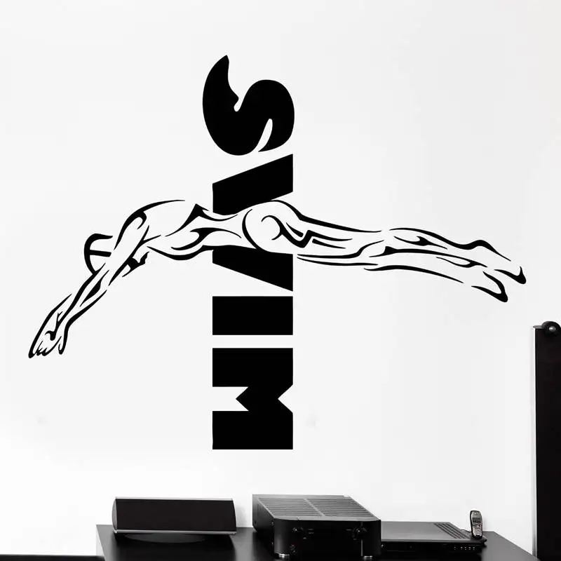 Swim Sticker Logo Name Swimmer Decal Swimming Posters Vinyl Wall Decals
