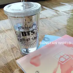 BTS 2018 Новый Kpop BTS бутылка JUNG KOOK V Логотип Подпись легко носить с собой прозрачный пластик соломы кофе кружка чай лимонная Чашка 500 мл