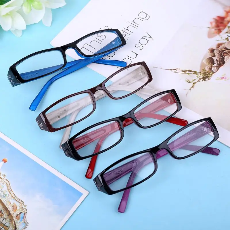 Женские модные очки для чтения с искусственным бриллиантом и цветочным принтом, 4 цвета, дальнозоркость+ 1,0~+ 4,0