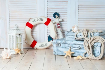 

sea travel suitcases anchor lifebuoy lantern Photography Backdrop Photo Background Quality Vinyl