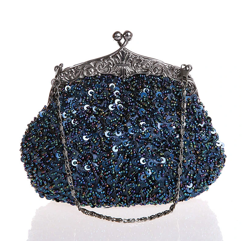 Navy beaded evening bag Clearance