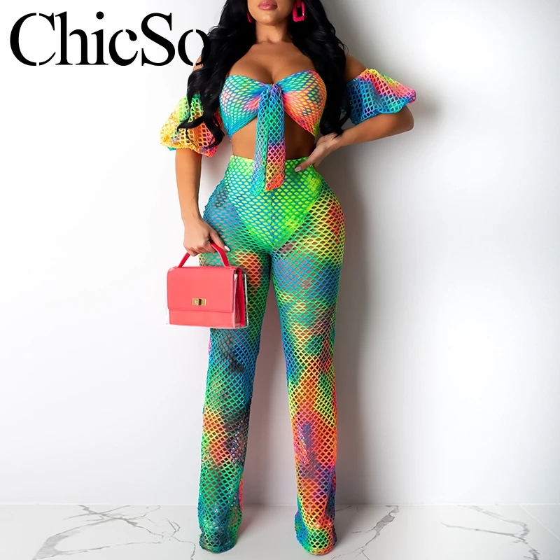 

MissyChilli 2piece vintage mesh transparent jumpsuit Women elegant long pants playsuit Summer autumn sexy club streetwear romper