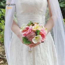 TOPQUEEN F18 розовый цветок Свадебный букет Розовый Свадебный букет китайские свадебные аксессуары Румяна розовые цветы цветок