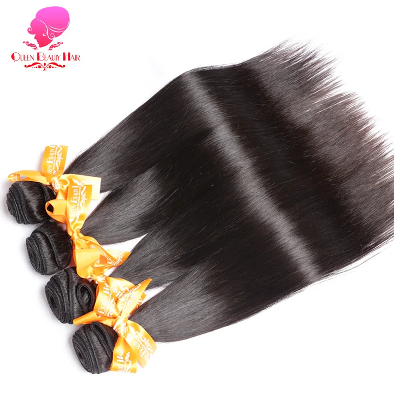 

QUEEN BEAUTY HAIR Products 1/3/4 Piece Malaysian Remy Hair Straight Human Hair Weave Bundles Natural Black Color Free Shipping