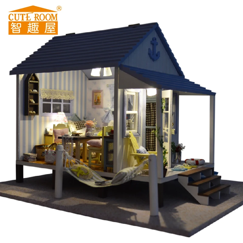 Assemble DIY Doll House Toy Wooden Miniatura Doll Houses Miniature Dollhouse toys With Furniture LED Lights