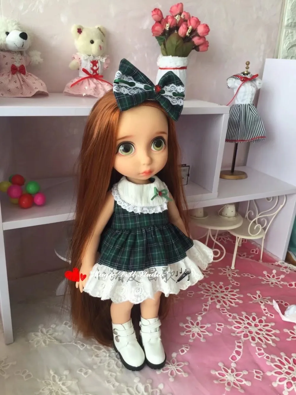 [Dy155] Новое 1" Принцесса платье куклы# Большой ГИРД печатных платье и волосы кусок комплект подходит для 16 дюймов Fashin куклы наряды для розничной торговли