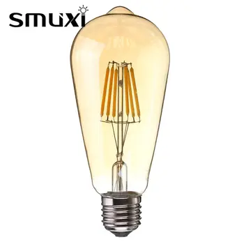 

Smuxi Dimmable LED Light Vintage Edison Bulb E27 ST64 6W Squirrel Cage Emergy Saving LED Lamp For Pendant Lighting AC220V