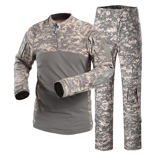 QIQICHEN высокое качество Камуфляж Водонепроницаемый спецназ костюмы Пейнтбол дышащая военная форма эластичная сила футболка+ брюки - Цвет: ACU