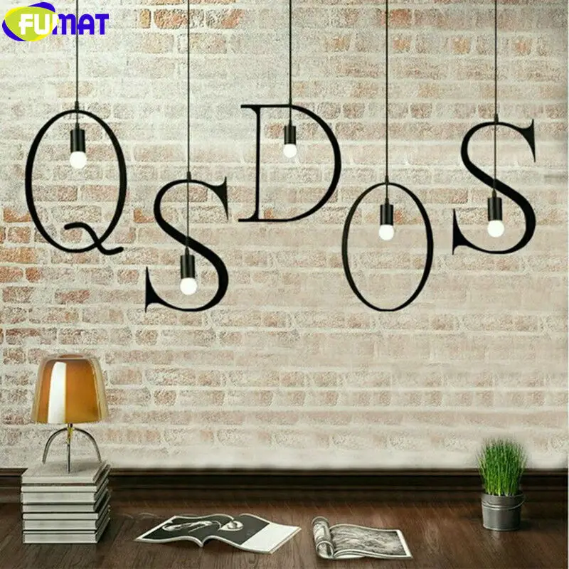 

FUMAT Letters Pendant Light Loft Metal Light Fixture Clothes Store Bar Balcony Study Hanging Lamp Nordic Alphabet Pendant Lamp