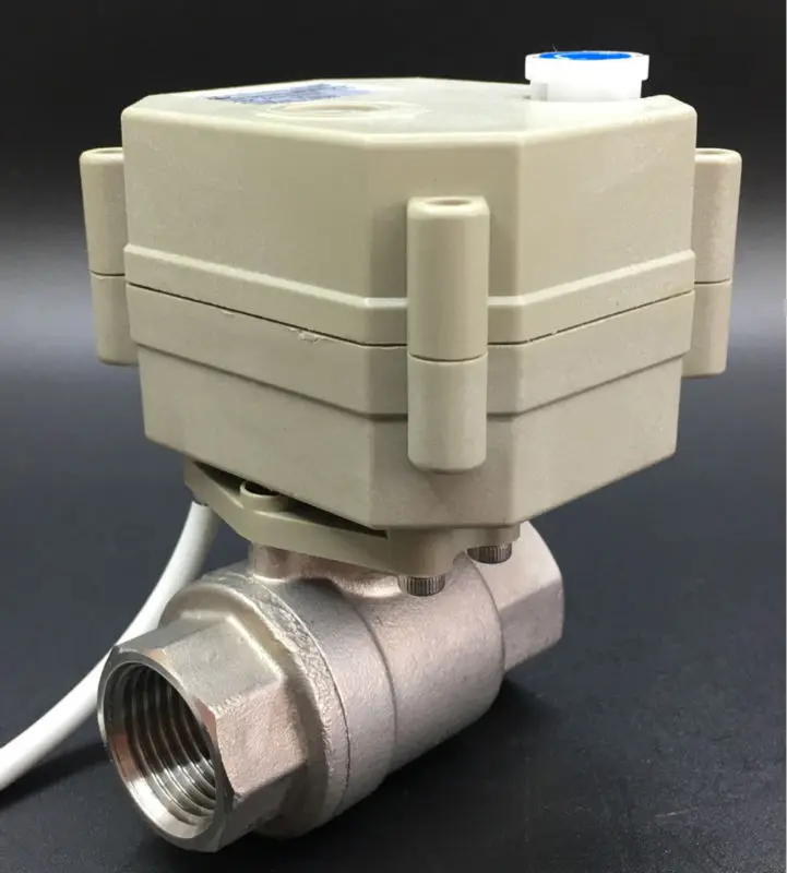 TF15-S2-B Электрический моторизованный клапан с ручным колесом 2-Way SS304 BSP/NPT 1/2 ''DN15 DC9V-DC35V 3/7 провода