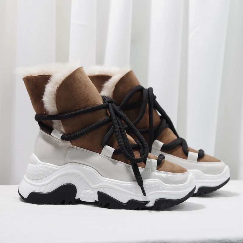 

Shoes Woman Lace Up Ankle Boots Rubber Wedges Women Short Booties Round Toe Winter Botas Women Casual Shoes Snow Boots Chic