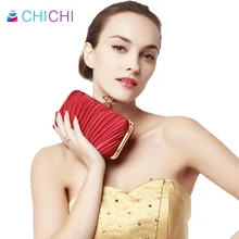 CHICHI Luxus Frauen Kupplung Geraffte Abendtaschen Partei Messenger Bag 2016 Rot Hochzeit Handtasche Berühmte Damen Elegante Schulter Geldbörse