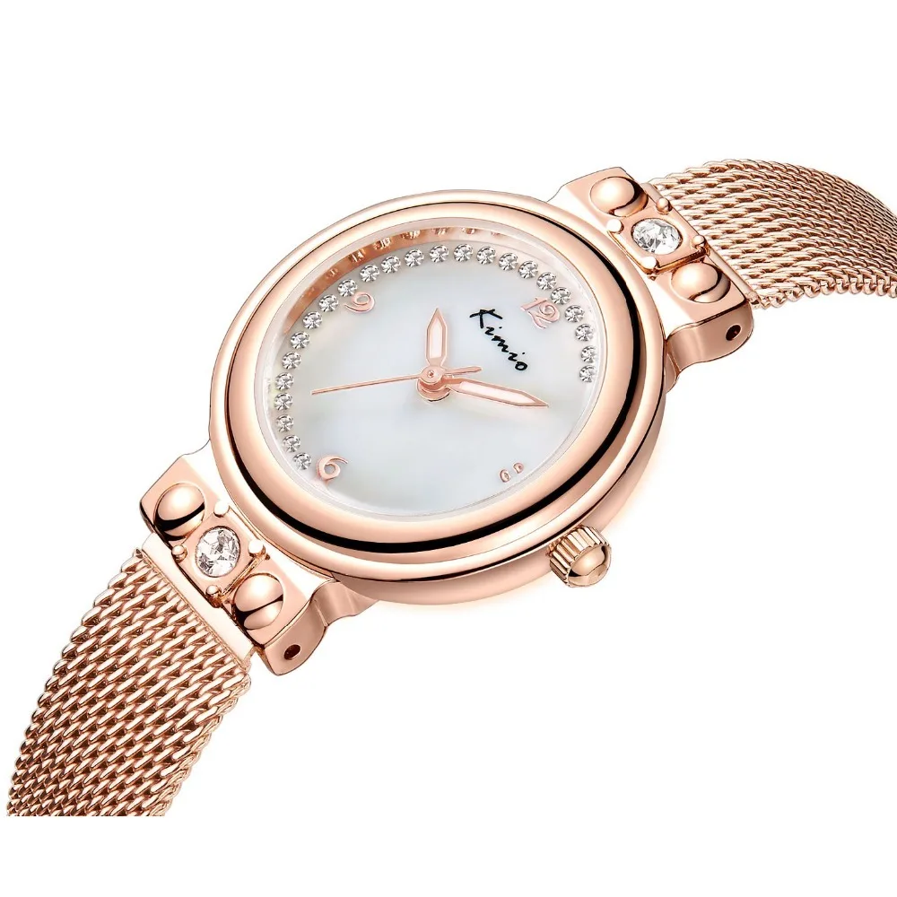 KIMIO Arc Unique Watch Women Retro Milanese Mesh Bracelet Stainless Steel Watch Band Luxury Brand Women Watches 2018 Diamond