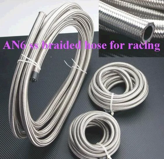 

HT Racing Store 3Meters --AN6 Double braided Stainless steel fuel hose line AN6(ID:8MM,OD:13MM)