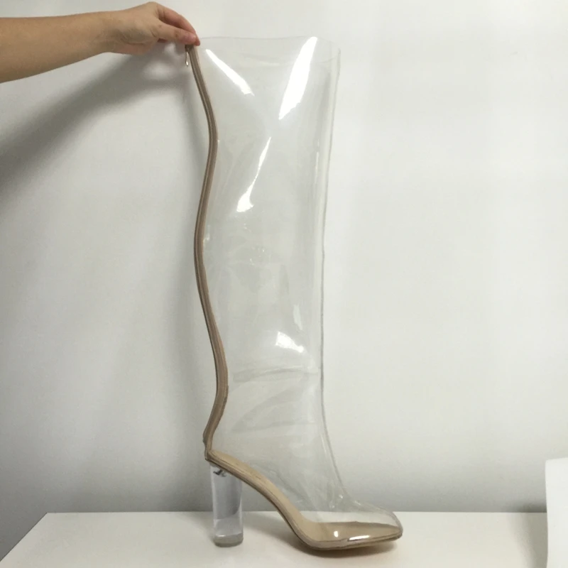 black clear heel boots