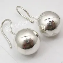 BOLA DE MODA Cuelga Los Pendientes de Plata PURA 3 CM MADE IN INDIA JOYAS BIJOUX