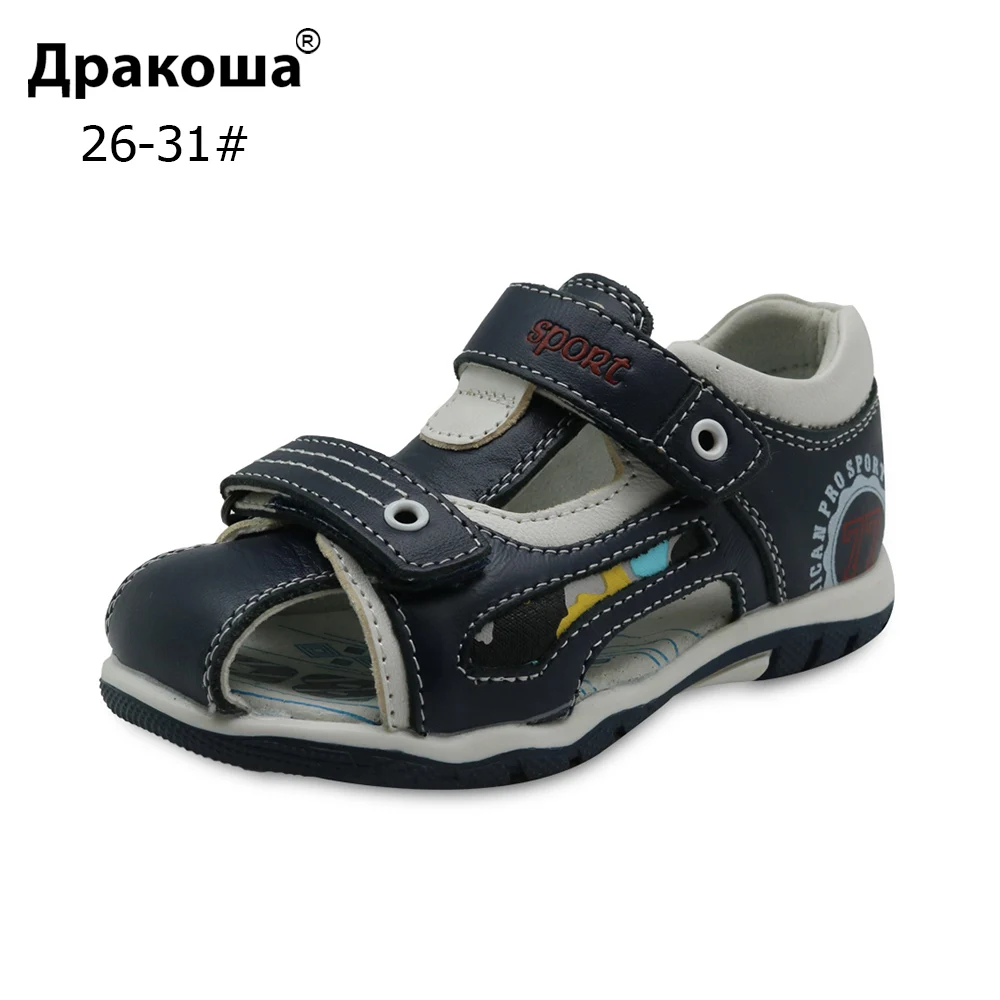 Летние сандалии Apakowa из натуральной кожи для маленьких мальчиков детская обувь