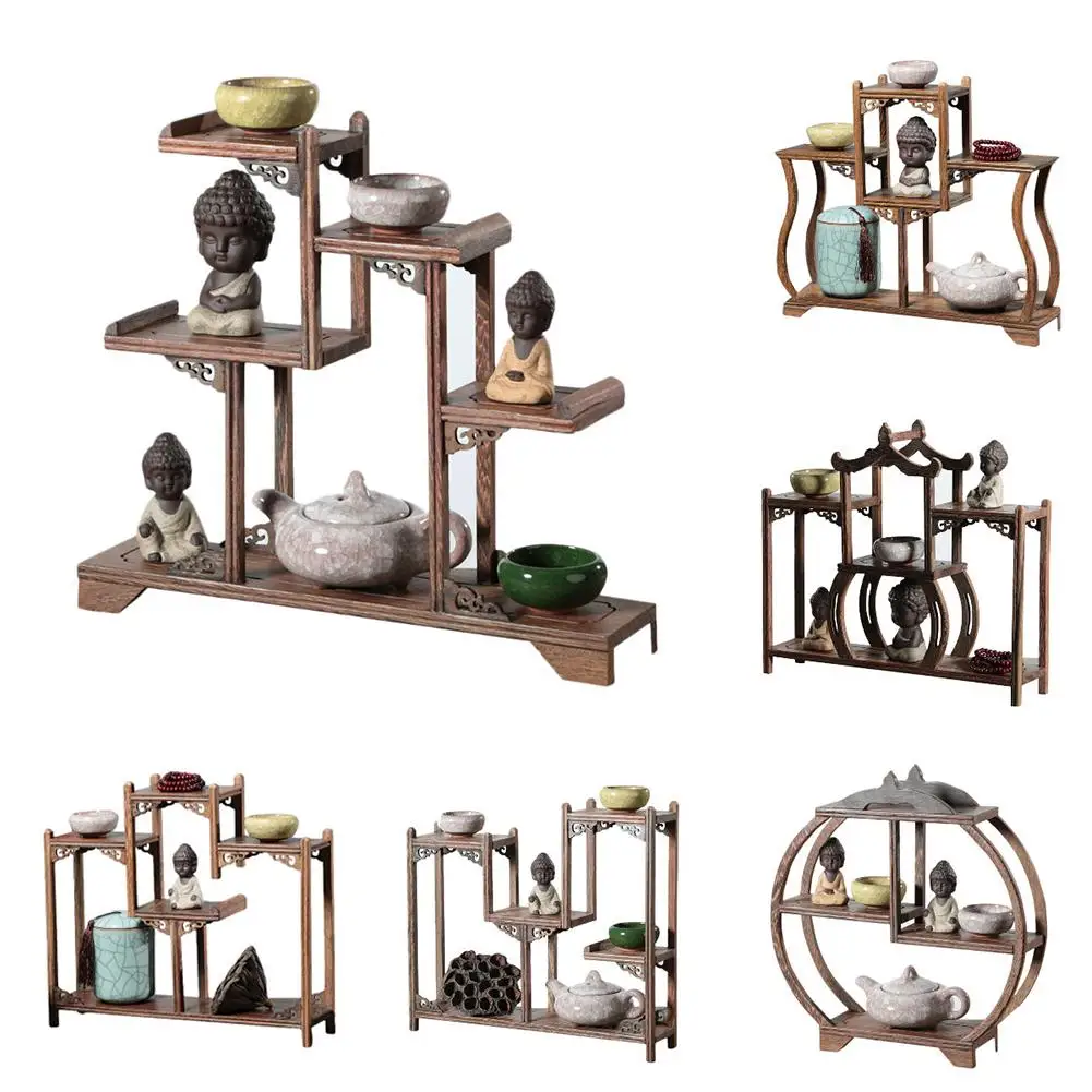 

2018 Multi Patterns Solid Wood Door Frame Material Antique Display Frame Redwood Teapot Gift Display Shelf Craft Home House
