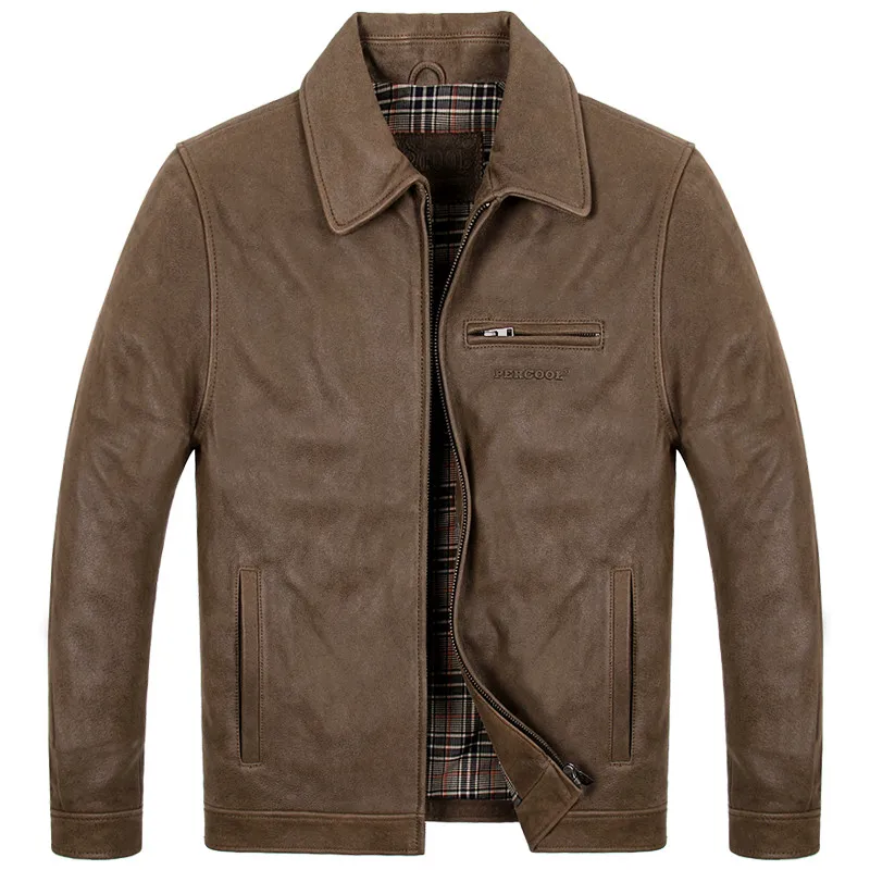 

Genuine Leather Jacket Men Real Cow Leather Autumn Winter Jacket for Mens Clothing Vintage Plus Size Jacket Casacos A005-2 YY766