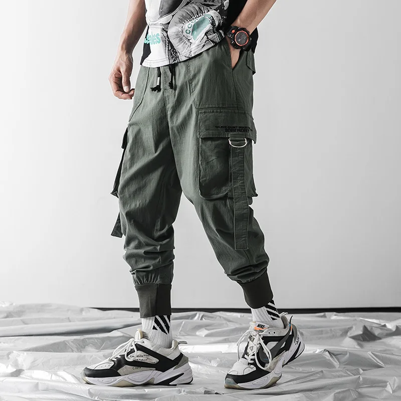 

2019 Hip Hop Cargo Pants Men Loose Joggers Harajuku Streetwear Harem Pants Ankle length Trousers ABZ453
