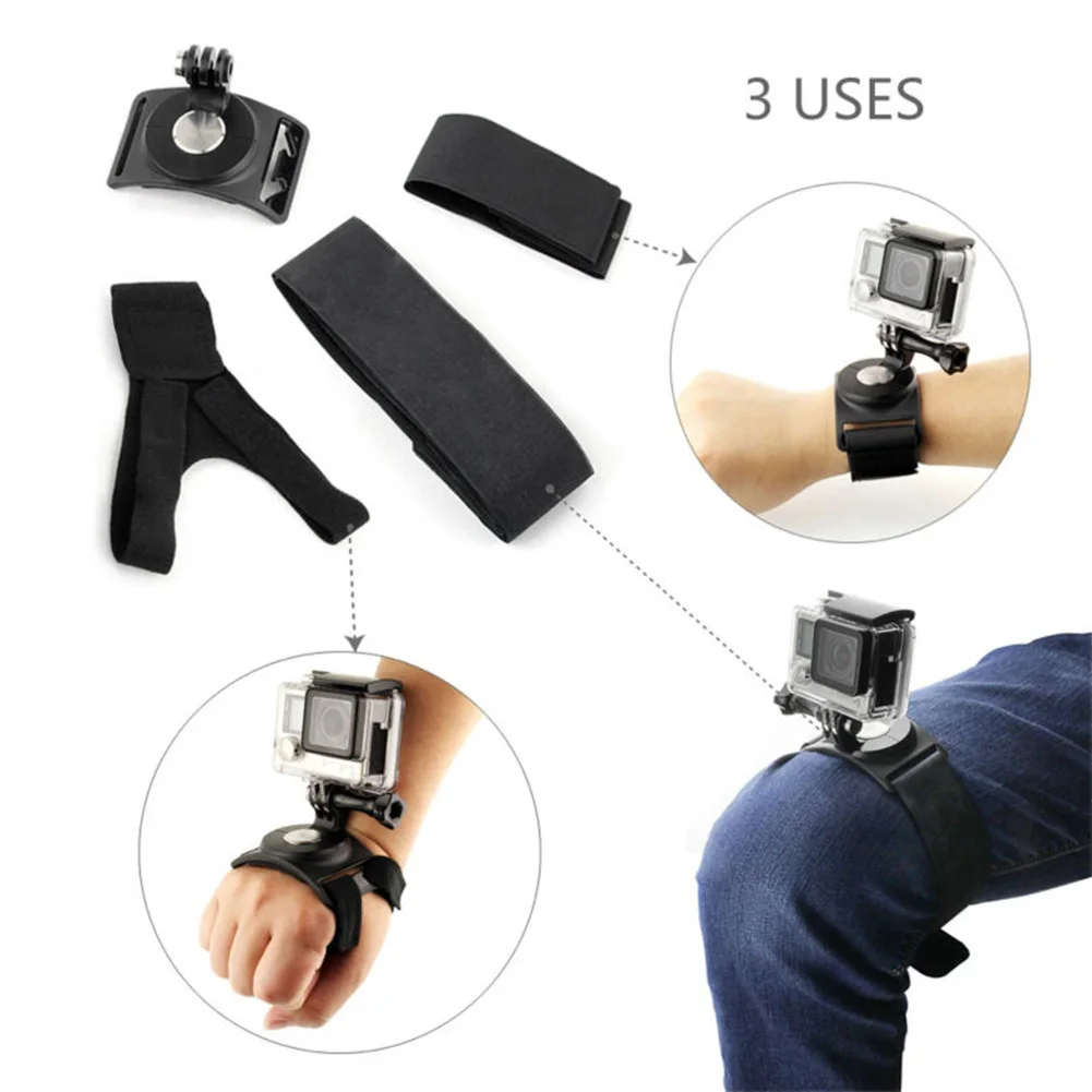 

SOONSUN 3 in 1 360 Degree Rotary Glove Mount + Wrist Strap Mount + Leg Strap Mount Accessories for GoPro Hero 7 6 5 4 3 SJCAM