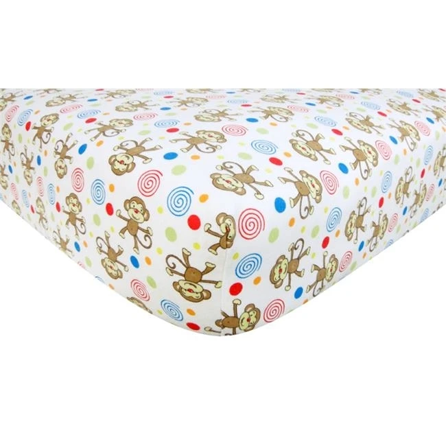 Trend-Lab 101324 Crib Sheet - Monkey Print Flannel