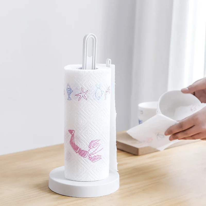 

Vertical Roll Holder Paper Napkin Shelf Desktop Punch Paper Towel Storage Holders For Kitchen Tissue Punch-free Storage Rack B