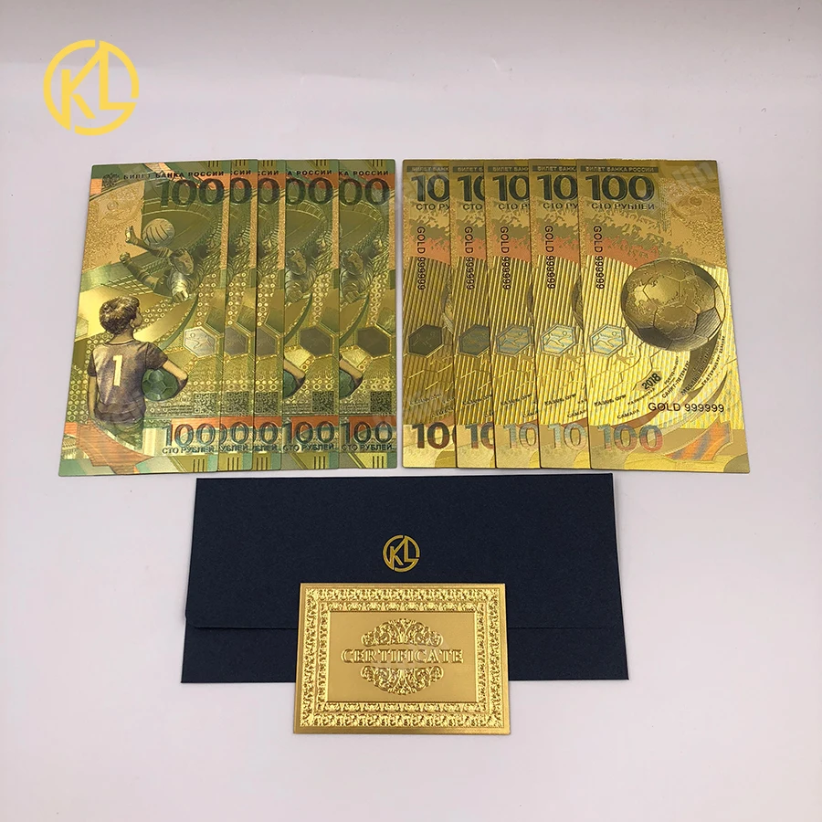 W004 10 шт/партия новые русские футбольные спортивные звезды сувениры золотые банкноты фольги пластиковые банкноты для подарков деньги и коллекция