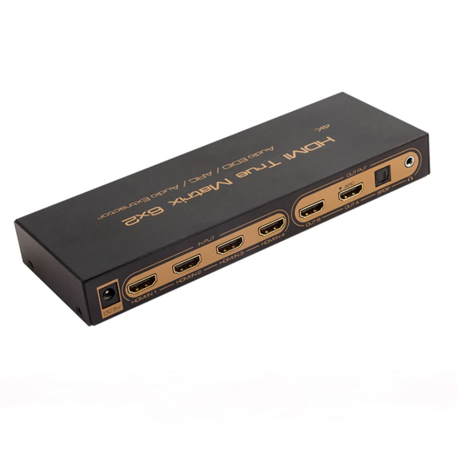 HDMI матричный 6x2 4 К x 2 Переключатель Splitter конвертер Поддержка PIP 3D V1.4 с аудио