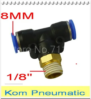 

10pcs/lot Free Shipping APB / PB 8-01 Pneumatic 8mm Tube Push In 1/8" 1/8 Inch Thread Air Fitting Connector 3 Way Male Tee Joint