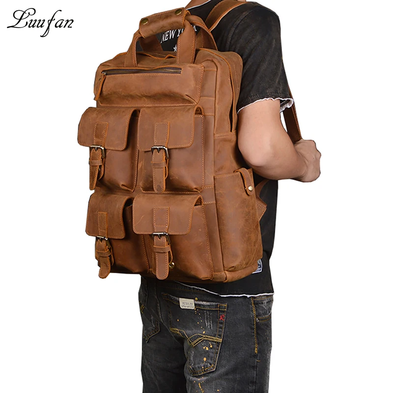 SEARCH AND BUY THIS PRODUCT Men's crazy horse Leather backpack fit 17" Laptop Brown