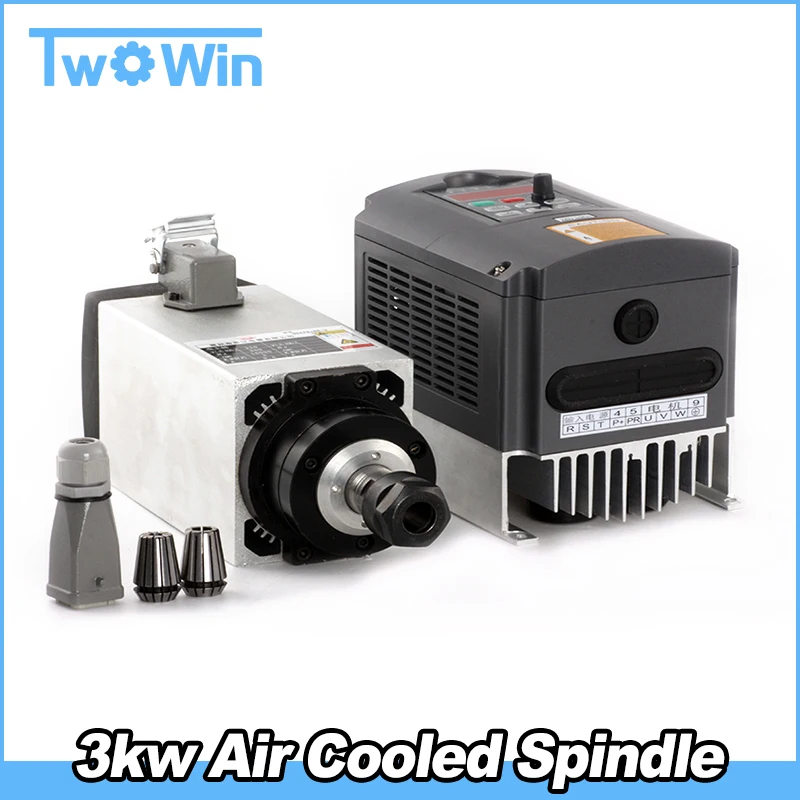 

3KW 380V Spindle Motor 3kw Air Cooled Spindle + 4KW 380V Inverter cnc Router Spindle Motor
